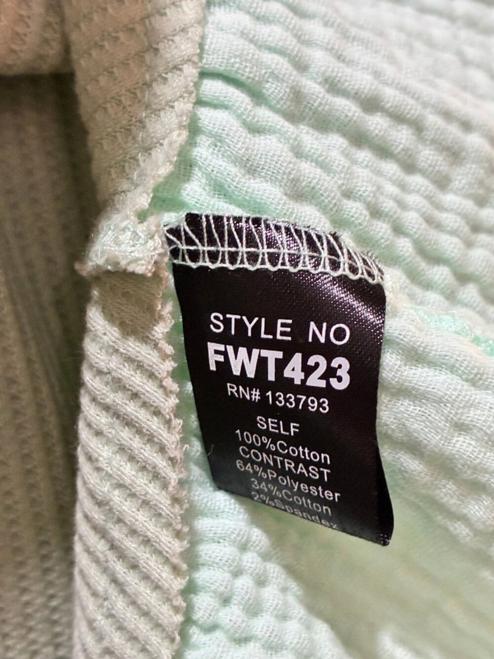 POL Mint Green Lace Ruffle Button Front Boho Cotton Peplum Top Medium - Picture 6 of 6